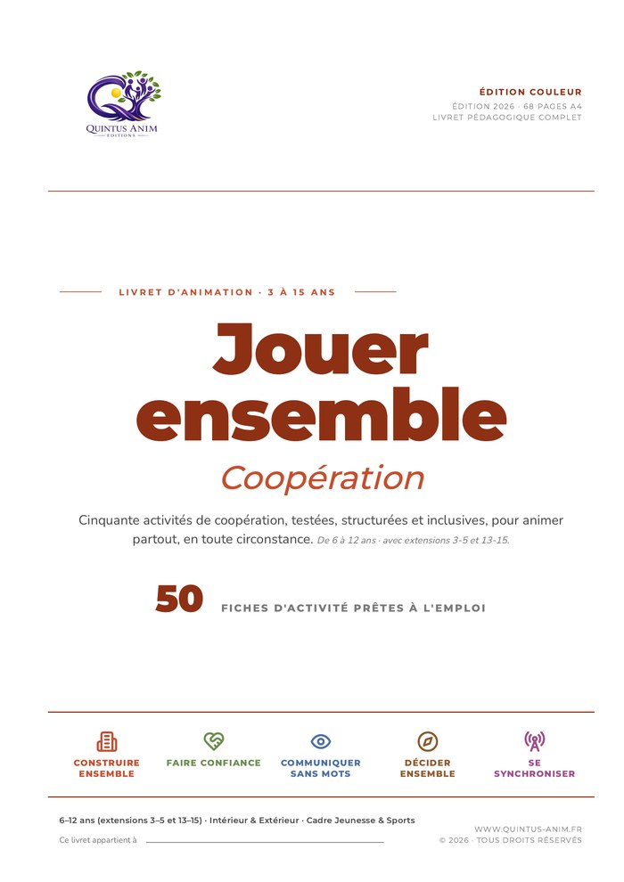 Couverture du livret Jouer ensemble — Coopération, 50 fiches d'activité